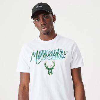 New Era NBA Milwaukee Bucks Script Logo T-Shirt ''White''