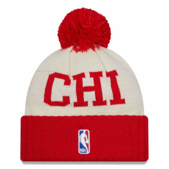 New Era NBA Draft Chicago Bulls Bobble Beanie Hat ''Cream/Red''