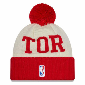 New Era NBA Draft Toronto Raptors Bobble Beanie Hat ''Cream/Red''